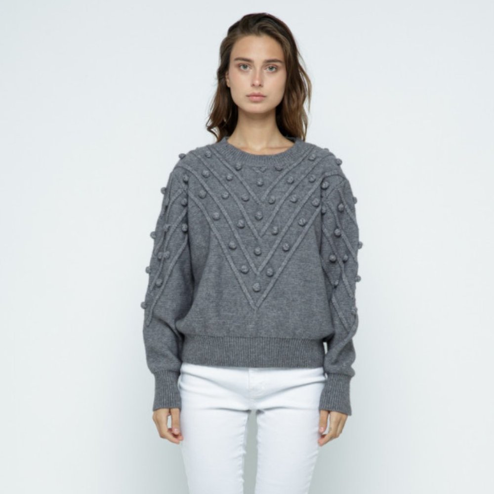 &Merci Grey Pom Pom Sweater size M
